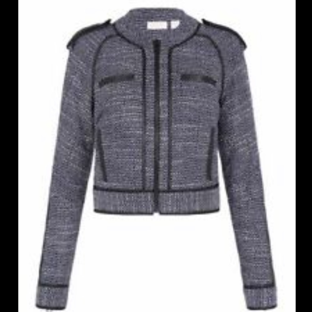 sass & bide Boucle Navy Tweed Moto Jacket